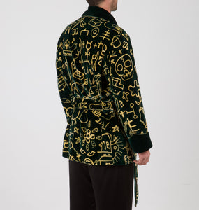 louis slater x young hanson green smoking jacket