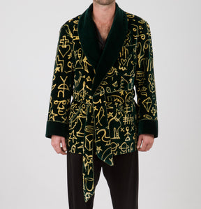 louis slater x young hanson green smoking jacket